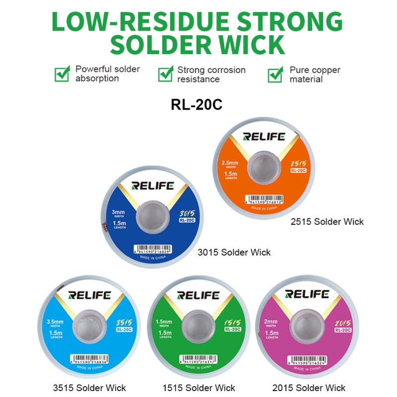 ไหมบัดกรี RELIFE RL-20C สำหรับ - Solder Wick Braid บทวิจารณ์และราคา