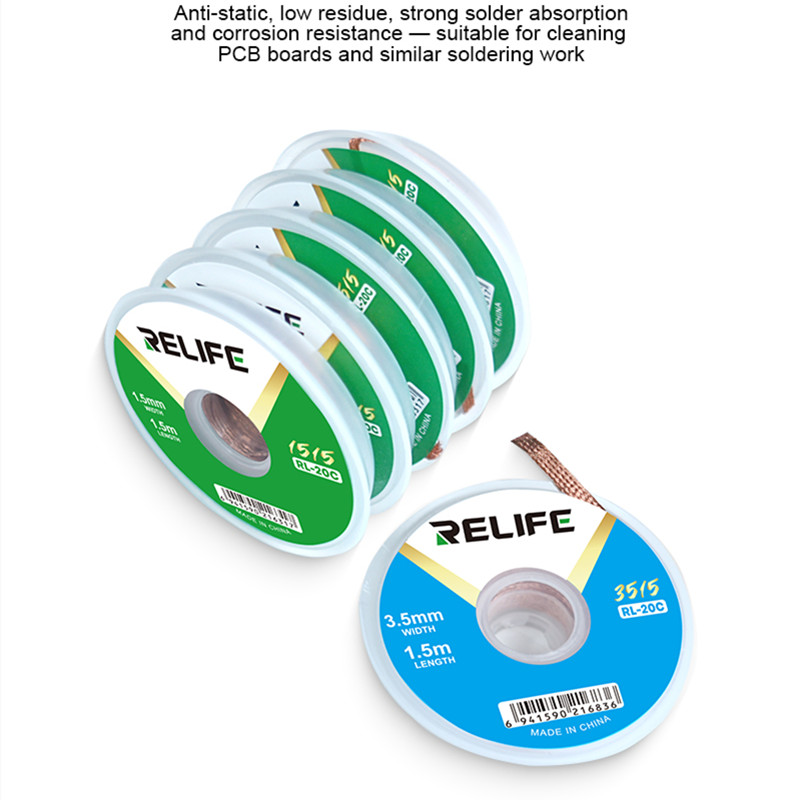ไหมบัดกรี RELIFE RL-20C สำหรับ - Solder Wick Braid บทวิจารณ์และราคา